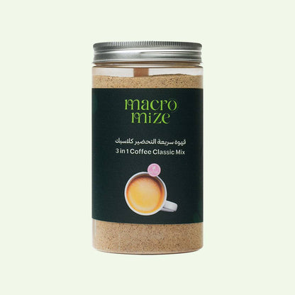 Macromize 3 in 1 Classic Coffee jar with keto, sugar-free, and collagen-rich mix, ideal for low-carb diets and healthy coffee routines.